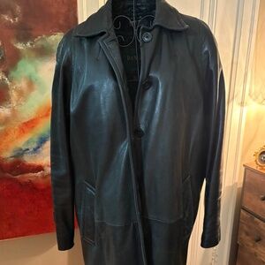 Danier Genuine Leather Trench Coat with Linen – Size S/M